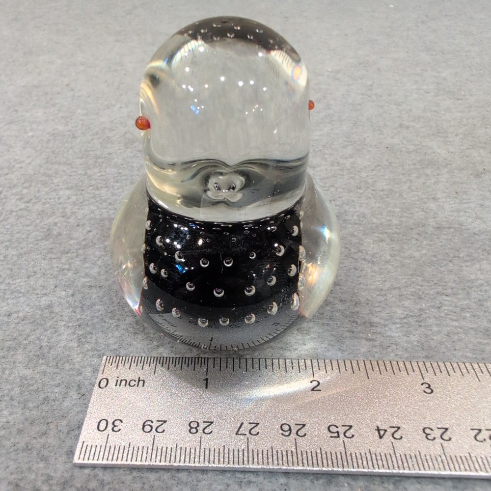 Kreiss Glass Figurine Bubble Bird Paperweight Red Eyes Black Body Handcrafted - Picture 3 of 5